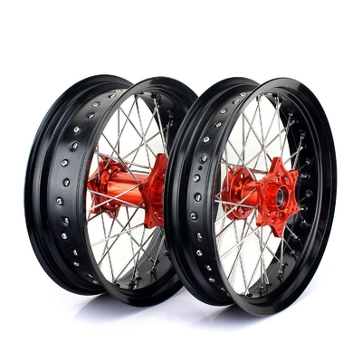 3.50x17&quot; 4,25x17&quot; Supermoto колеса из сплава для SX SXF EXC 125-530 Черные колеса и оранжевые узлы