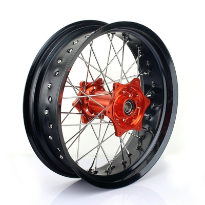 3.50x17&quot; 4,25x17&quot; Supermoto колеса из сплава для SX SXF EXC 125-530 Черные колеса и оранжевые узлы