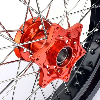 3.50x17&quot; 4,25x17&quot; Supermoto колеса из сплава для SX SXF EXC 125-530 Черные колеса и оранжевые узлы