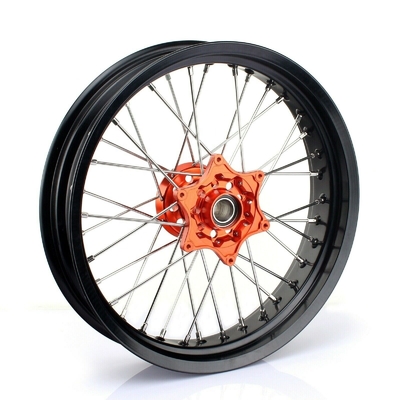 3.50x17&quot; 4,25x17&quot; Supermoto колеса из сплава для SX SXF EXC 125-530 Черные колеса и оранжевые узлы