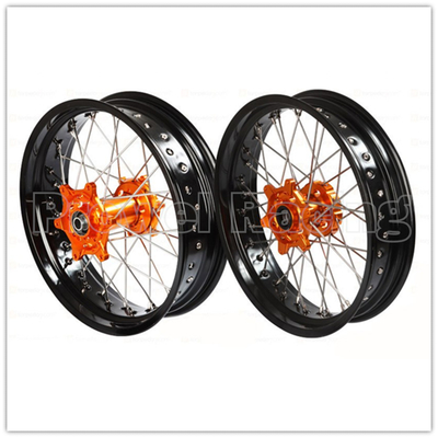 3.50x17&quot; 4,25x17&quot; Supermoto колеса из сплава для SX SXF EXC 125-530 Черные колеса и оранжевые узлы